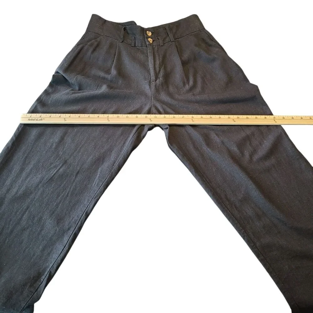 Crosby Black Wide Leg Pleated Pants 8 Linen Viscose Flowy Minimalist Cool Girl